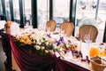 A laid wedding banquet table