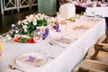 A laid wedding banquet table