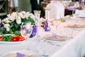 A laid wedding banquet table