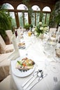 Laid wedding reception table Royalty Free Stock Photo