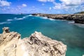 Laie sea arch and rocky cliff beach in oahu  hawaii Royalty Free Stock Photo