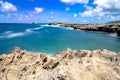 Laie sea arch and rocky cliff beach in oahu  hawaii Royalty Free Stock Photo