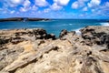 Laie sea arch and rocky cliff beach in oahu hawaii Royalty Free Stock Photo