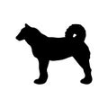 Laika dog. Black silhouette of a dog on a white background