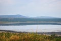 Lake in african savanna, Queen Elizabeth N.P., Uganda Royalty Free Stock Photo