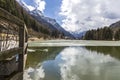 Lake Alleghe. Morning at Lake Alleghe, Dolomities, Italy. UNESCO World Natural Heritage, Belluno, Italy