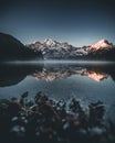 Lake Almsee with Mountain Reflection during Sunrise during Spring