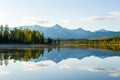 Lake, Altai, autumn day. Taiga, beautiful sky, mountains and mountain reflections in the lake Royalty Free Stock Photo