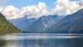 Lake amongst the Mountains with Large Cumulous Clouds