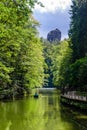 Lake Amselsee in Rathen in Saxon Switzerland - Sandstone rock formation, travel destination in Germany