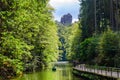 Lake Amselsee in Rathen in Saxon Switzerland - Sandstone rock formation, travel destination in Germany