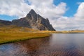 Lake Anayet with the Anayet peak in the background one day in September Royalty Free Stock Photo