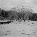 Black and white infrared Lake Spanish house Park Tervuren, Brussels, Belgium Royalty Free Stock Photo