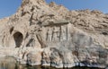 Lake around the ancient relief in Kermanshah - Taq-e Bostan in Iran.