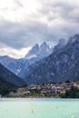 Lake auronzo and tre cime Royalty Free Stock Photo