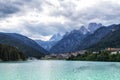 Lake auronzo and tre cime Royalty Free Stock Photo