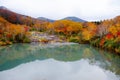 Lake in autumn with bright colorful colorful trees Royalty Free Stock Photo