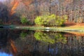 Lake with autumn forest reflectio, Zochova chata Royalty Free Stock Photo