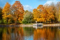 Lake in autumn park near Cesis town, Latvia Royalty Free Stock Photo