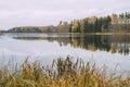 Lake at autumn in Vaidava, Latvia.