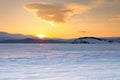 Lake Baikal. Bald Island. Winter. Dawning Royalty Free Stock Photo