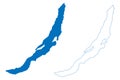 Lake Baikal Russia, Russian Federation, Siberia map vector illustration, scribble sketch Baykal map