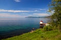 Lake Baikal on a summer day. Listvyanka village Royalty Free Stock Photo