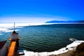 Lake Baikal, the village of Listvyanka, the source of Angara river, March 2018