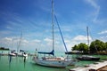 Balatonfured, June 02 2018 - Sailboats on the Balaton Lake. Balatonfured marina