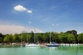 Balatonfured, June 02 2018 - Sailboats on the Balaton Lake. Balatonfured marina