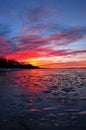 Lake Balaton icy sunset Royalty Free Stock Photo