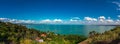 Lake Balaton panoramic view with sailboats from Tihany abbey in Hungary Royalty Free Stock Photo