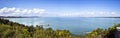 Lake Balaton, panoramic view from Tihany Abbey. Royalty Free Stock Photo