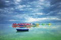 Lake Balaton before storm in Hungary. Tranquil scene Royalty Free Stock Photo