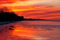 Lake Balaton sunset in winter Royalty Free Stock Photo