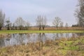 Lake with bare trees in the flemish countryside Royalty Free Stock Photo