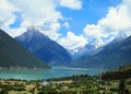Lake Basomtso and the Himalayas in Tibet Royalty Free Stock Photo