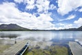 Lake Batur, very wide with dramatic cloudy skies Royalty Free Stock Photo