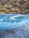 Ice in lake at Kerid crater, Iceland