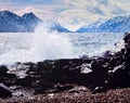 Lake Bennett scenery rock shore surf Yukon Canada Royalty Free Stock Photo