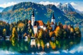 Lake Bled in autumn, Slovenia, Europe, Digital painting