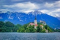 Lake Bled at the foothills of the Julian Alps, Slovenia.