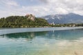 Lake Bled with Bled Castle above lake