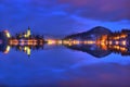 Lake Bled, The Church of the Assumption of the Virgin Mary, Bled Island, Slovenia - night picture Royalty Free Stock Photo