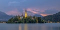 Lake bled with church under stormy sky Royalty Free Stock Photo