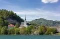 Lake Bled and Saint Martin Church in Springtime Royalty Free Stock Photo