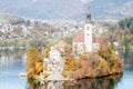 Lake Bled with small island Royalty Free Stock Photo