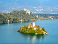 Lake Bled and small island with Mary`s Church, Slovenia