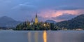 Lake Bled with St Mary`s church Royalty Free Stock Photo