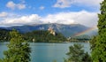 Lake Bled with St Marys church on the small island Royalty Free Stock Photo